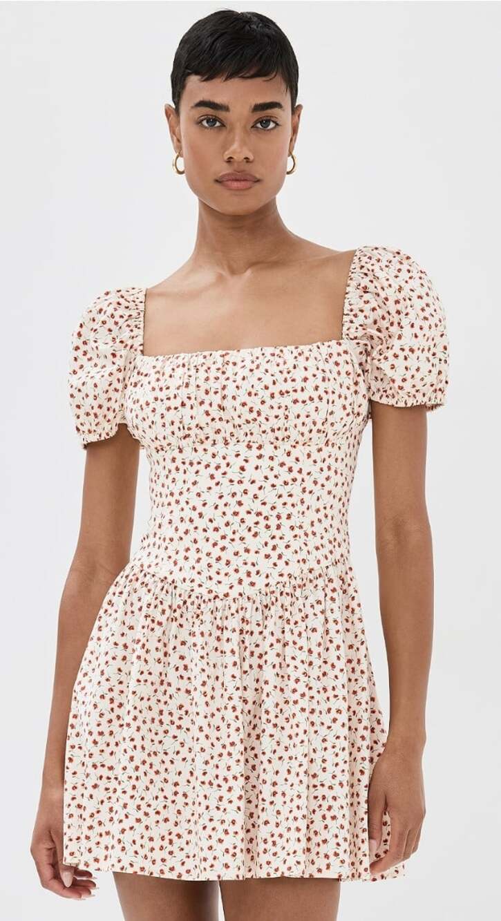 Reformation Marielle Mini Dress in Fresa Floral Size 12 Puff Sleeves